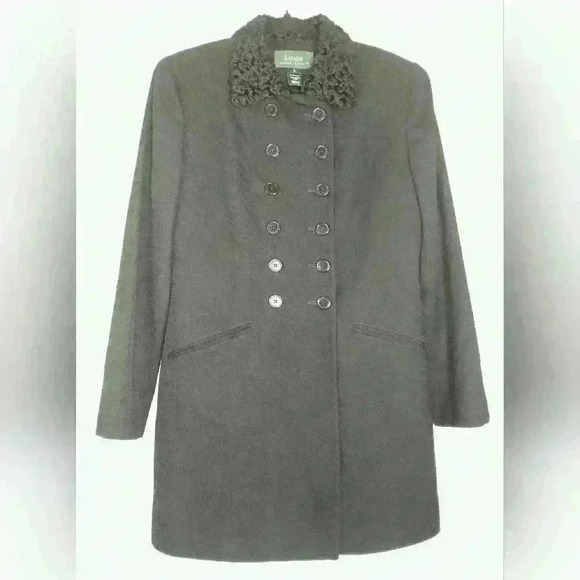 LAUREN RALPH LAUREN MILITARY LAPEL DOUBLE BREASTED WOOL COAT. - Picture 1 of 7